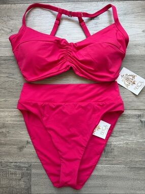 NWT BECCA Fuchsia Pink High Waist Bikini